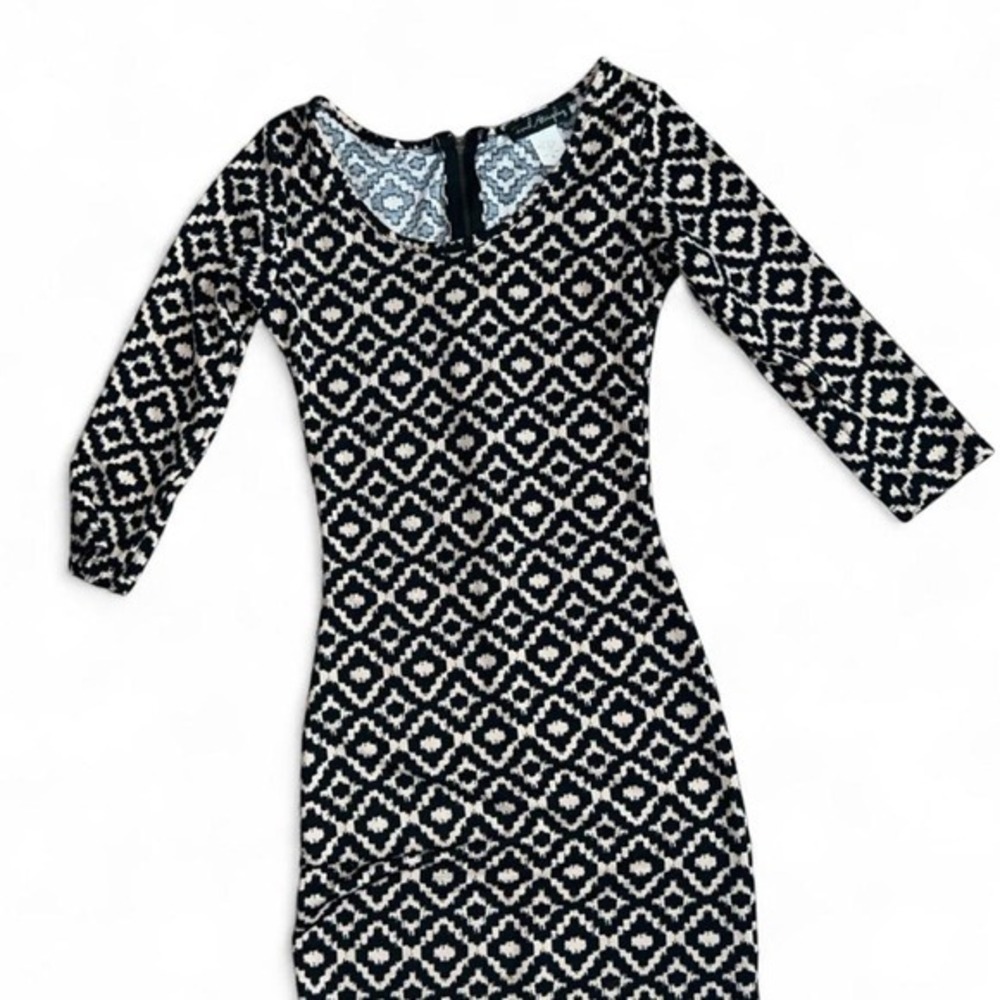 French Atmosphere bodycon mini dress Geometric Print Size Small